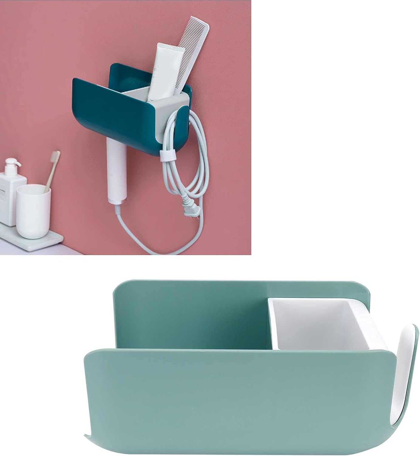 LANTRO JS Haartrockner-Halter, Wandmontage, ABS-Haartrockner-Halter, Station-Zubehör-Organizer, Badezimmer-Haarstyling-Pflegewerkzeug, Organizer