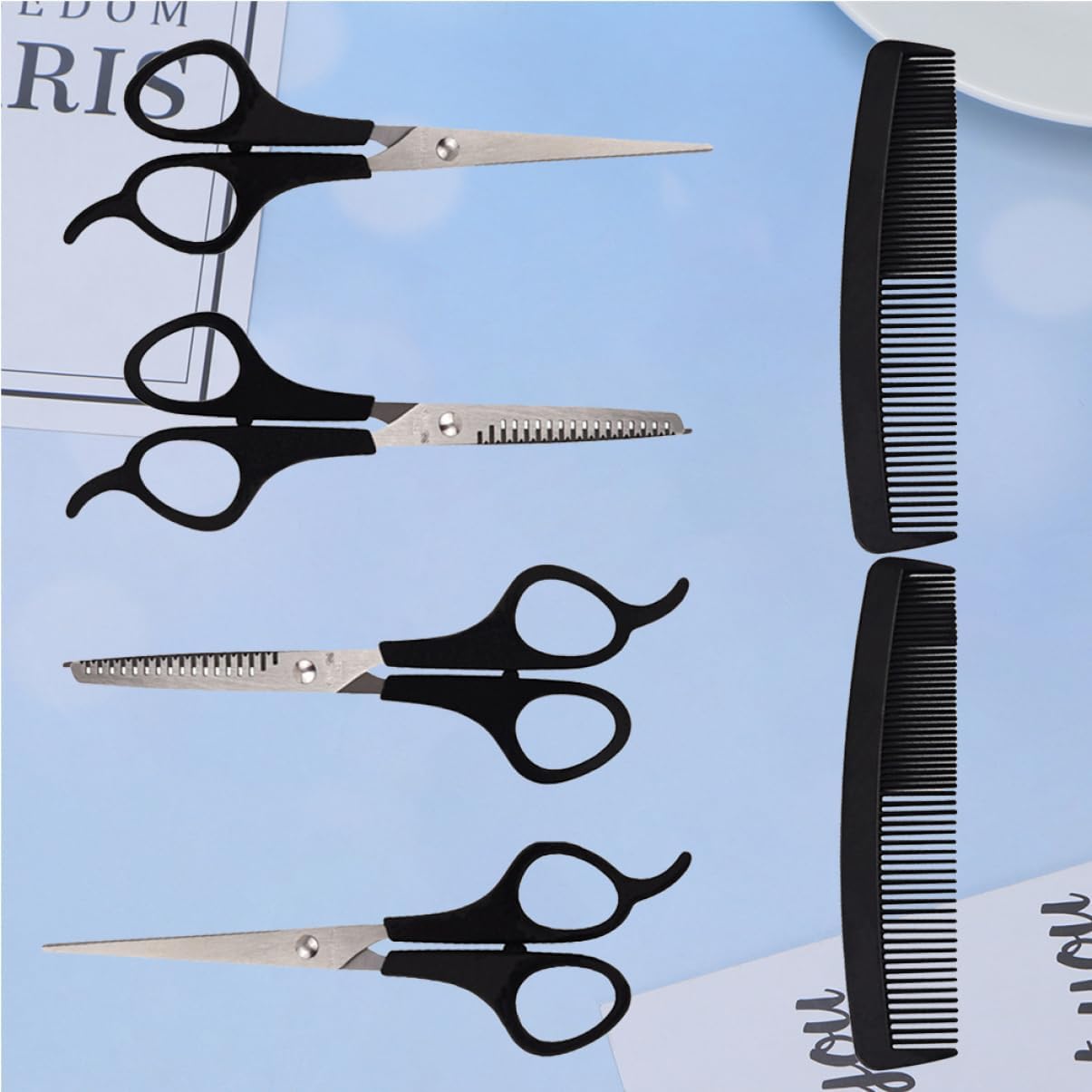 2 Sätze 6Tlg Kamm hairdresser scissors hair clipper Haarschneide-Set Haarschneidemaschine Haarschneide-Enthusiasten-Set haar schneidemaschine Haarschneideschere Friseurschere Black FRCOLOR 6 61ThlYSDSML. AC SL1205 - beautyhautnah.de