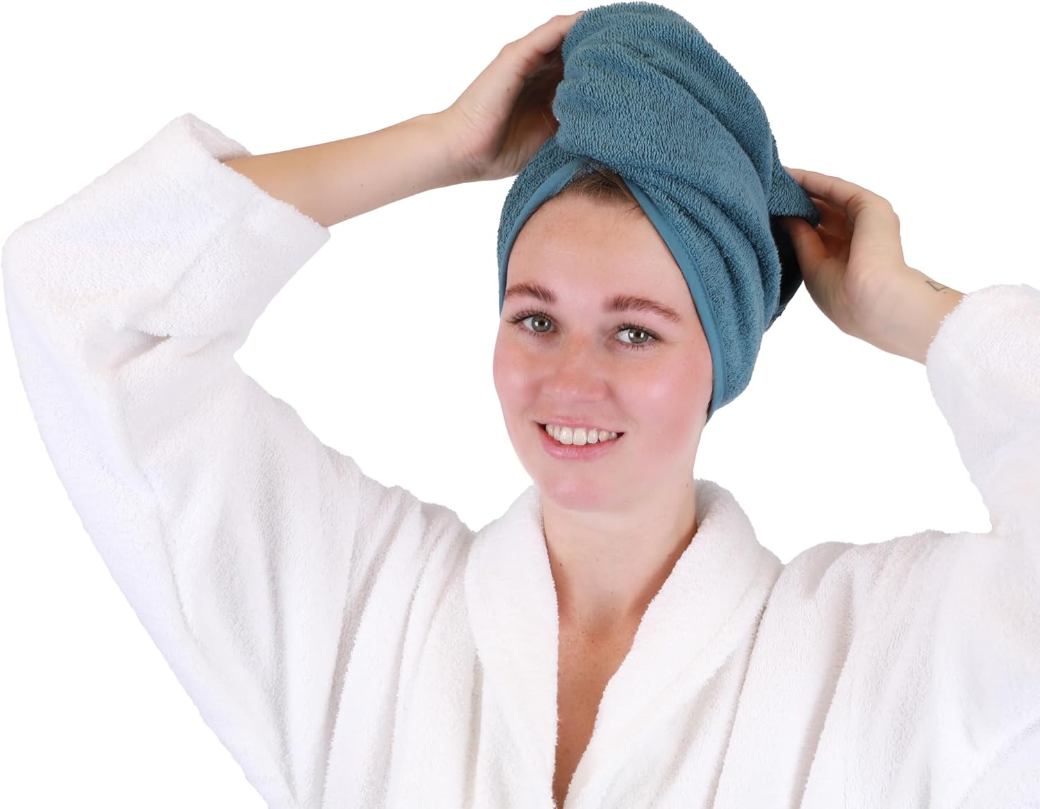 Betz 1 Stück Turban Handtuch 100% Baumwolle Turbantuch - Haar Turban - Frottier Kopfhandtuch - Farbe taubenblau 5 71gOiuTPGnL. AC SL1500 - beautyhautnah.de