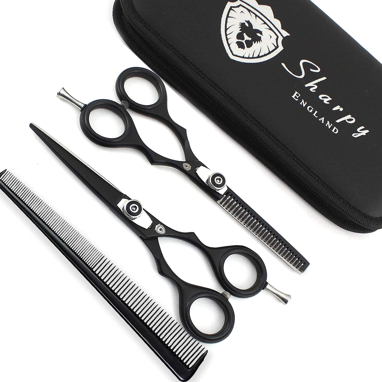 Sharpy England Professionelle Friseurschere/Barbierschere/Effilierschere, 14 cm, sehr scharf, japanischer Edelstahl, feine Anpassung der Spannschraube 7 - beautyhautnah.de