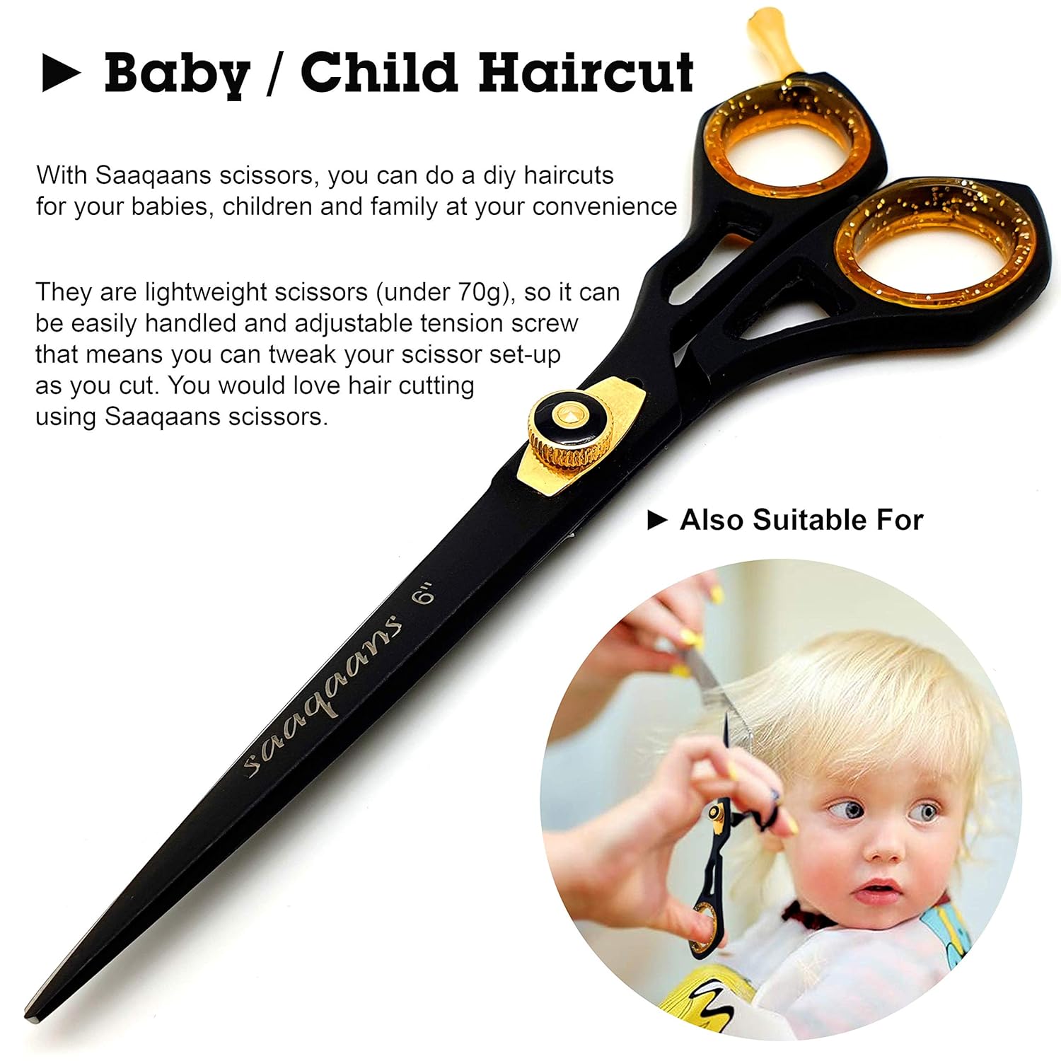 Saaqaans SQR-01 Professionelle Friseurschere Rasiermesser 6" für Friseure und Heimanwender mit einem schwarzen Schere Fall (Schwarz Rasierer Scheren) 4 81VNFjjSsXL. SL1500 - beautyhautnah.de