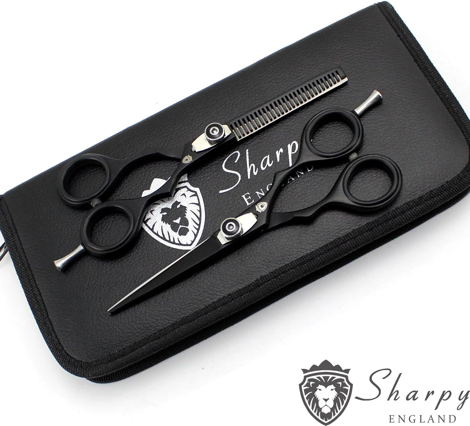 Sharpy England Professionelle Friseurschere/Barbierschere/Effilierschere, 14 cm, sehr scharf, japanischer Edelstahl, feine Anpassung der Spannschraube 2 81b tM tp9L. AC SL1500 - beautyhautnah.de
