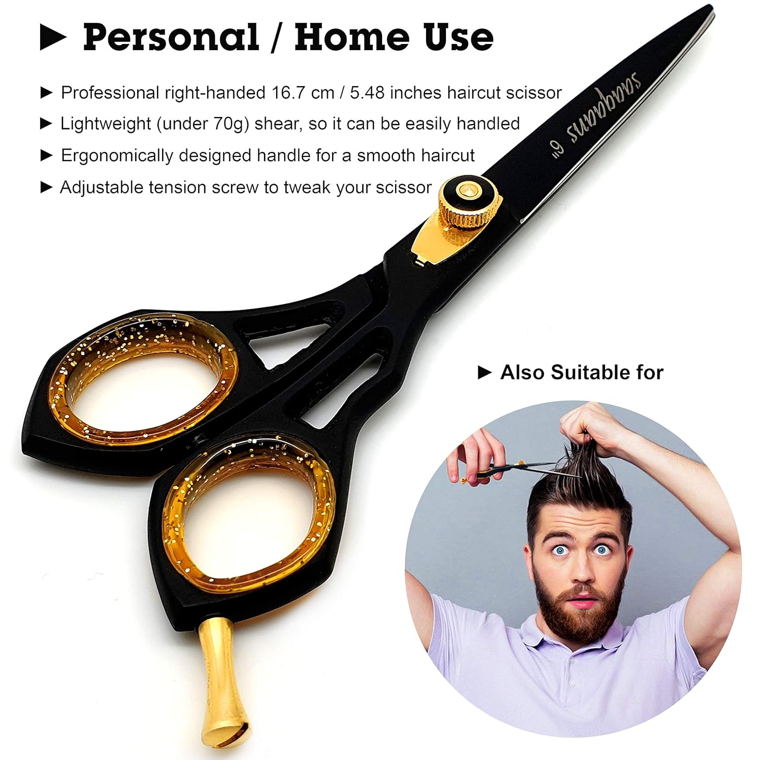 Saaqaans SQR-01 Professionelle Friseurschere Rasiermesser 6" für Friseure und Heimanwender mit einem schwarzen Schere Fall (Schwarz Rasierer Scheren) 5 81bQCS+MZKL. SL1500 - beautyhautnah.de